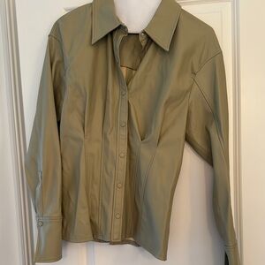 Zara Light Olive Leather Jacket